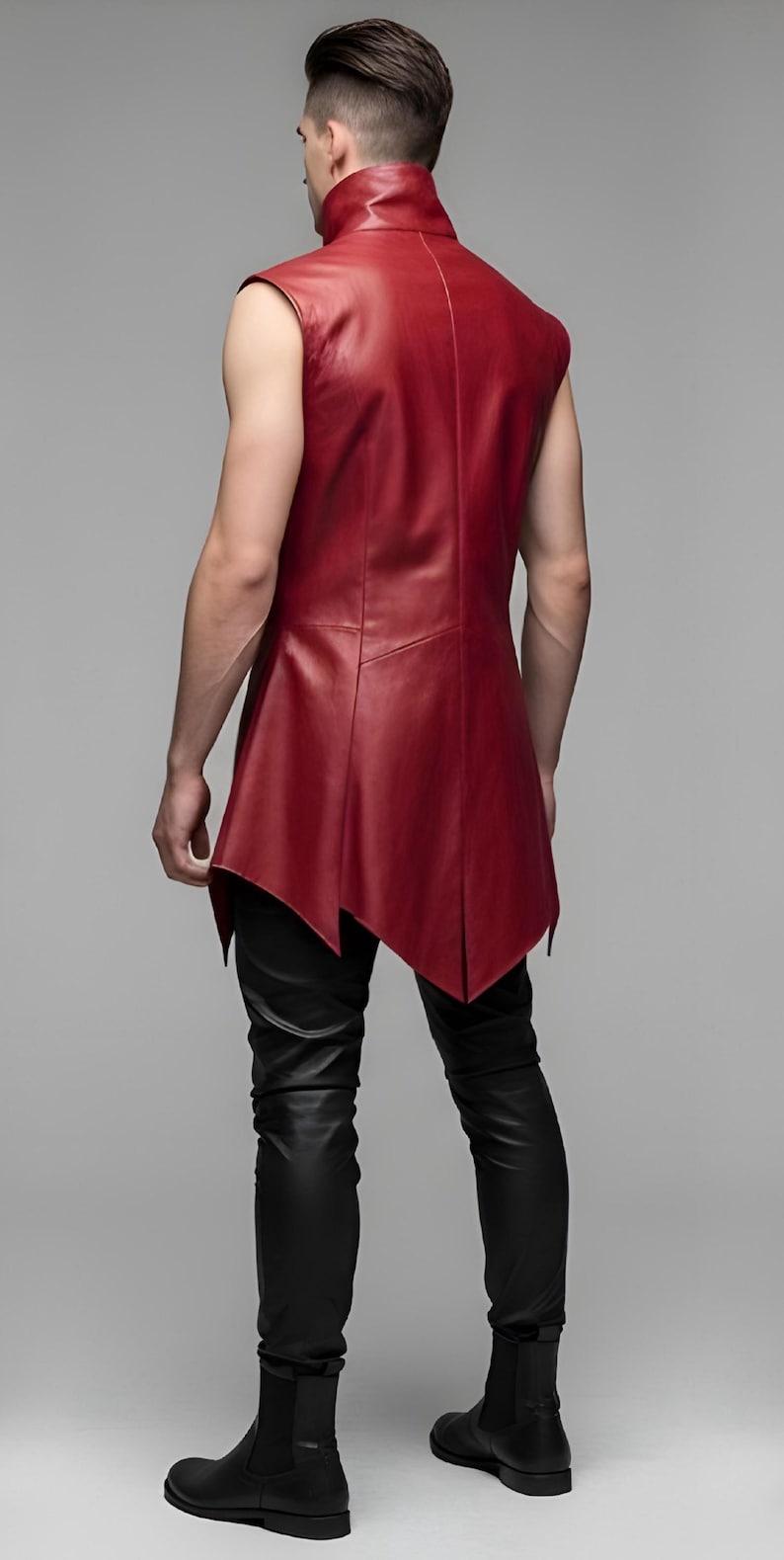 Men's Red Leather Viking Tunic With Black Pants - Gothic Vampire ...