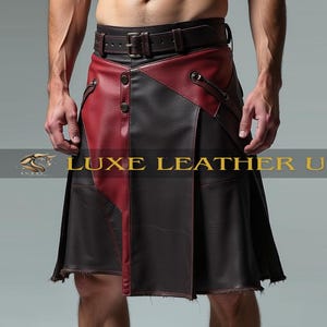 Leather Men&#39;s Gladiator Kilt, Genuine Cow Leather Steampunk Wear Kilt, Pride Walk Kilt Costume, Party wear Kilt, Gift For Him