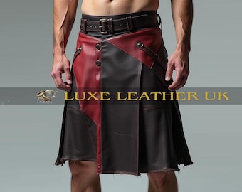 Diseño De Falda Escocesa De Cuero Para Hombre Gótico Negro De Calidad Premium 34