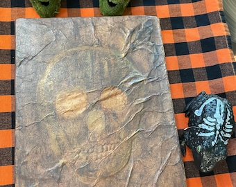 Skull Grimoire Decor – Handmade Halloween Spell Book