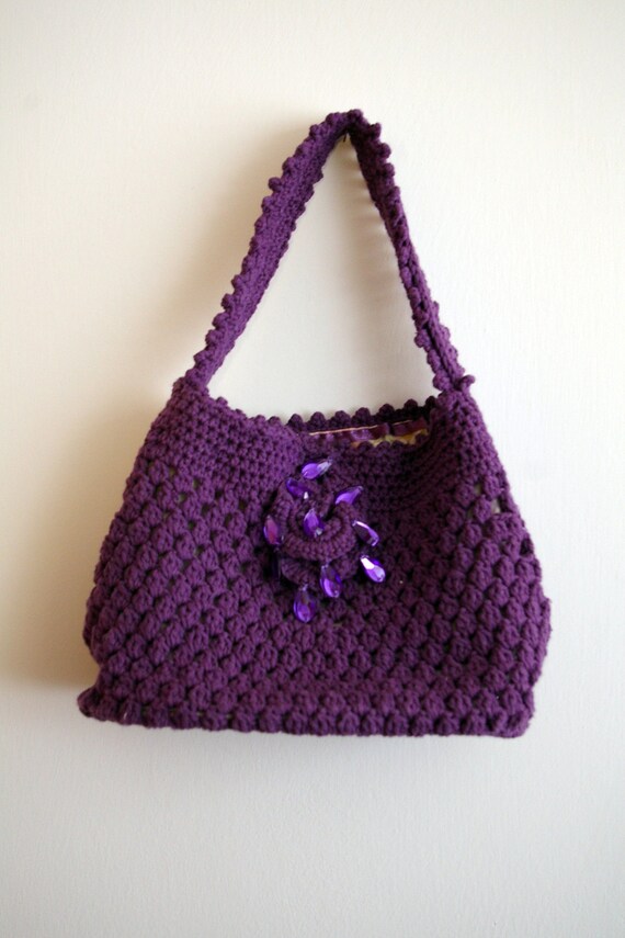Items similar to Crocheted purple bag on Etsy