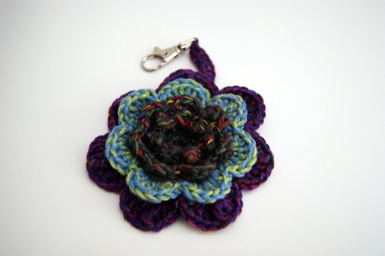 Crochet Flower Keychain Charm Etsy