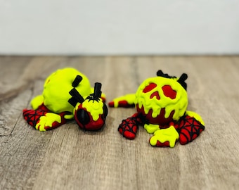 Tortuga marina con manzana envenenada - Impresión 3D - Juguete de Halloween - Decoración de Halloween - Decoración para fiestas - Manzana - Juguete antiestrés - Juguete de tortuga marina - Halloween en la playa