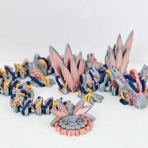 Steampunk Dragon - Cinderwing - 3d printed dragon - 3d printer - Dragon toy - Dragon fidget - Desk Toy - mechanical dragon