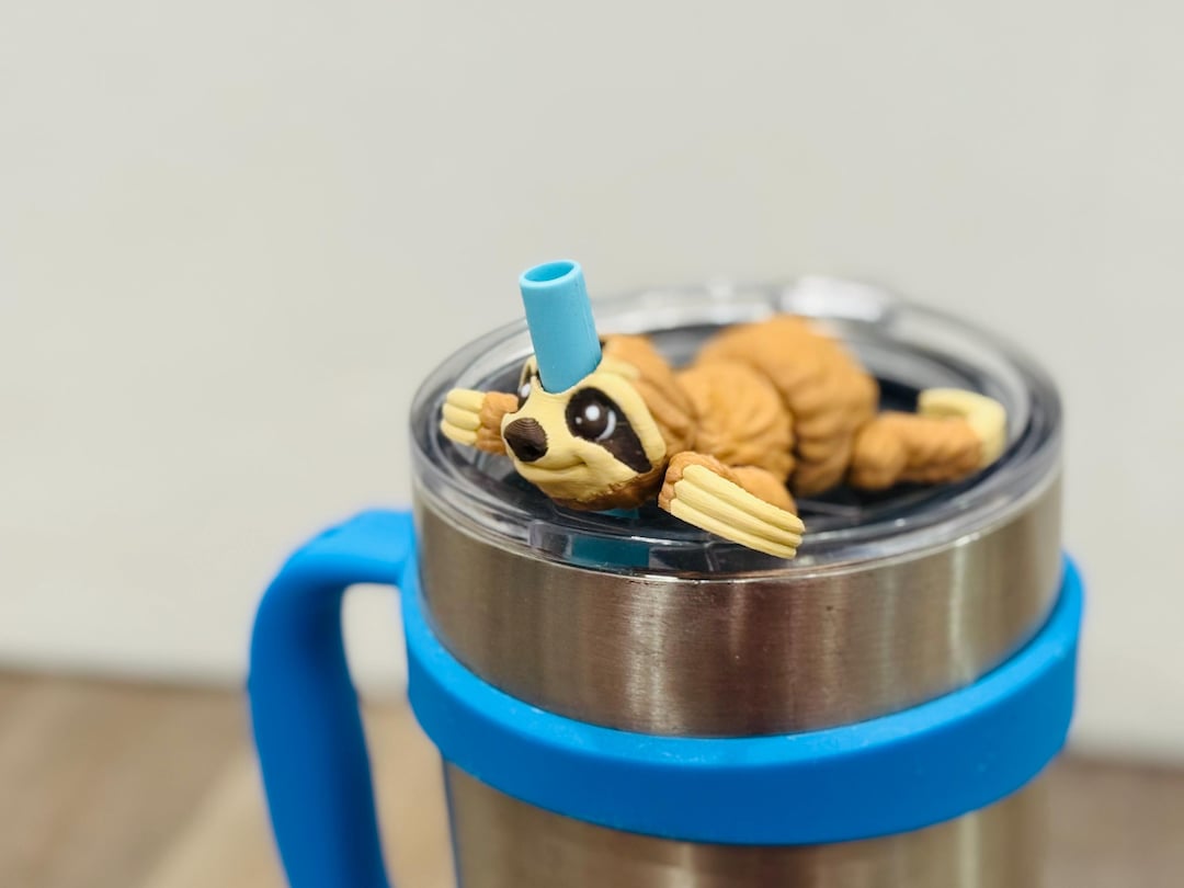 3d Printed Sloth Straw Topper - Birthday - Lazy - Sloth Toy - Cute ...
