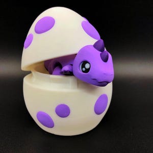 Cute 3d Printed Baby Dragon with Egg - Easter - Valentines Day - Fidget - Dinosaur Party - Favor - Cute Dinosaur - Purple - Girl Dinosaur