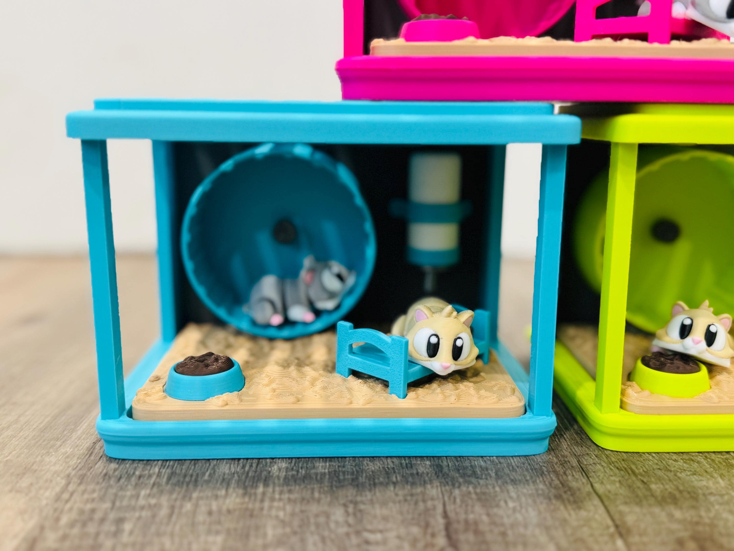3d Printed Hamster Cage With With Hamsters and Spinning Wheel - Pretend ...