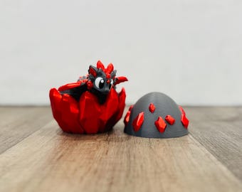 3d Printed Gemstone Dragon with Egg - Dragon Fidget - Crystal Dragon with egg - 3d Printed Toy - Cute Dragon - Dragon Egg - Girl Dragon