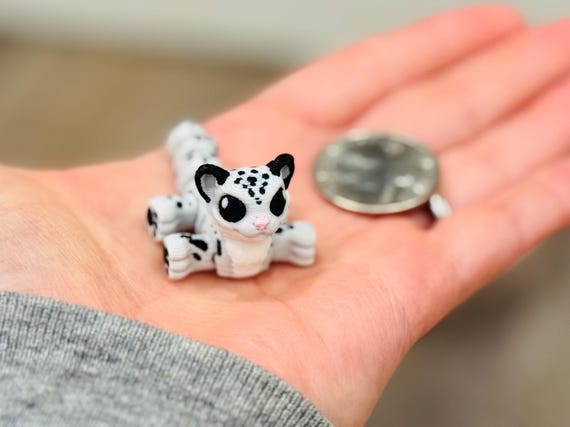 3d Printed Mini Snow Leopard - Arctic - Party Favor - Classroom Reward - Desk Toy - Tiny - Mini Toy - Birthday - Candy Replacement - Fidget