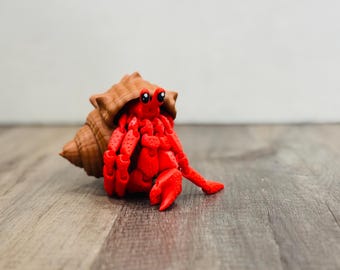 Przegubowy, drukowany w 3D krab pustelnik - zabawka sensoryczna - zabawka na biurko - zabawka w kształcie kraba - pustelnik - zabawka w kształcie kraba - uroczy krab - zabawka sensoryczna na plażę