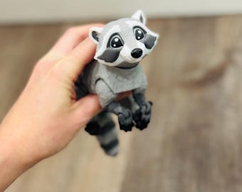 Raton laveur articulé imprimé en 3D - jouet agité - jouet de bureau - panda poubelle - anniversaire de raton laveur - jouet animal - animal mignon - animal agité