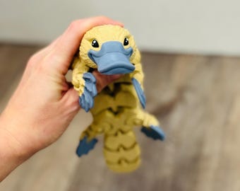 Ornitorrinco articulado impreso en 3D - Juguete antiestrés - Juguete de escritorio - Juguete de ornitorrinco - Cumpleaños con temática de zoológico - Juguete de animales - Ornitorrinco adorable - Juguete antiestrés de animales