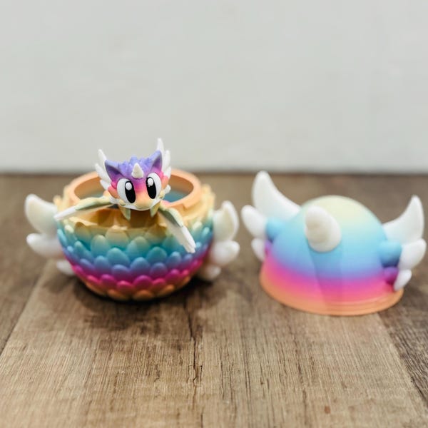 3d gedruckter Einhorn Drache mit Ei - Drache Fidget - Regenbogen Drache - 3d gedrucktes Spielzeug - Niedlicher Drache - Drache - Ei - Magischer Drache - Fidget