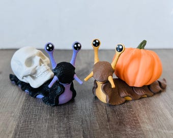 3d Printed Halloween Snails - Pumpkin Snail - Skull Snail - Autumn - Fidget - 3d Printed - Halloween Decor - Decoration - Halloween Party