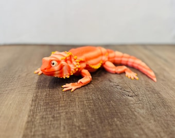 Drago barbuto stampato in 3D articolato - Giocattolo antistress - Giocattolo da scrivania - Giocattolo rettile - Drago barbuto - Giocattolo lucertola - Rettile carino - Rettile antistress