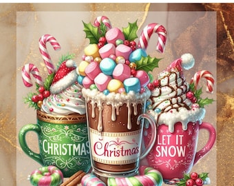 Christmas Drinks Ready to Press DTF, Pink Coquette Prints, Heat Press DTF Transfer, Gingerbread Coffee Print, Christmas Holiday DTF