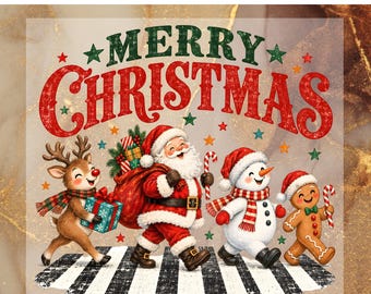 Christmas DTF Transfer, Vintage Holiday Ready To Press, Santa Snowman Reindeer Heat Transfer