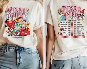 Vintage Pixar Pier Disneyland Ready To Press, Disney Pixar Fest DTF Print, Meet me at Pixar Pier Transfers, DisneyPixar Characters Transfers