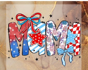 4th of July Mama DTF Transfer for Ready to Press, American Mama Checkered Ready to Apply for Heat Press, Patriotic Mama, Memorial Day DTF
