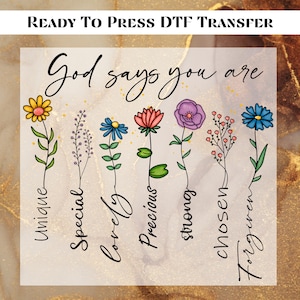 God says you are DTF Transfer for Ready to Press, Christian Ready to Apply for Heat Press, Black Girl DTF, Bible Verse