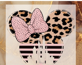 Leopard Print Minnie Mouse Head DTF Transfer for Ready to Press, Cute Disney Mom  Ready to Apply for Heat Press, DTF Prints, Shirt Transfer