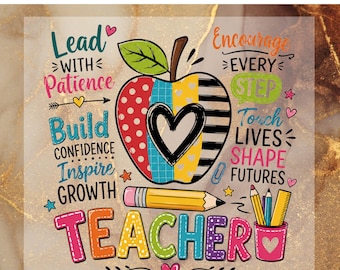 Teacher Appreciation DTF Transfer for Ready to Press, Teacher Ready to Apply for Heat Press, Back to School DTF, Classroom Png