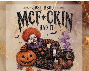 Halloween DTF Transfer, Pumpkin Witchy Ready To Press, McEvil Clown Heat Transfer