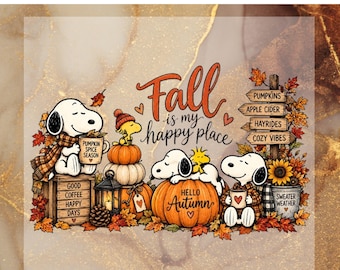 Transferencia DTF de perro de otoño, Halloween acogedor listo para prensar, transferencia térmica de café de calabaza de otoño