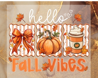 Boho Hello Fall Vibes DTF Transfer for Ready to Press, Autumn Couquette Pumpkin Floral Ready to Apply for Heat Press, Happy Fall DTF