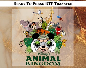 Transferencia DTF de Disney Animal Kingdom lista para imprimir, Solicitud de prensa de calor para Mickey Safari, Impresión DTF de El Rey León, Vacaciones con amigos, Minnie Safari