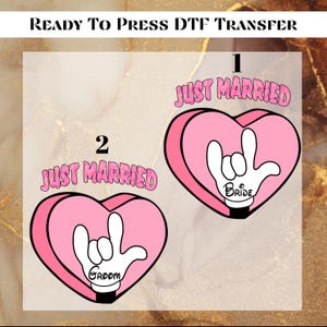 Just Married Bride Groom Ready To Press, Varsity DTF Print, Wedding Honeymoon Heat Transfer,  Inappropriate Transfers, Couple DTF Transfer