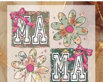 Couquette Floral Mama DTF Transfer Ready to Press, Boho Floral Mama Heat Press, Mothers Day Bow DTF Print, Trendy Mama, Gift for Mom, Mother