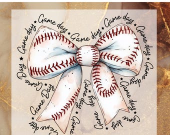 Game Day Baseball Coquette DTF Transfer for Ready to Press, Baseball Bow Ready to Apply for Heat Press, Brushstroke Baseball DTF