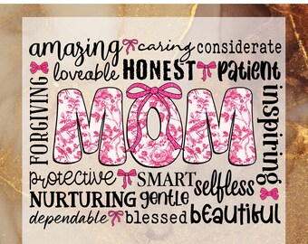 Couquette Floral Mama DTF Transfer Ready to Press, Boho Floral Mama Heat Press, Mothers Day Bow DTF Print, Trendy Mama, Gift for Mom, Mother