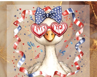 Patriotic Goose DTF Transfer for Ready to Press, 4th of July Silly Goose Ready to Apply for Heat Press, USA Funny Goose DTF,Independence Day
