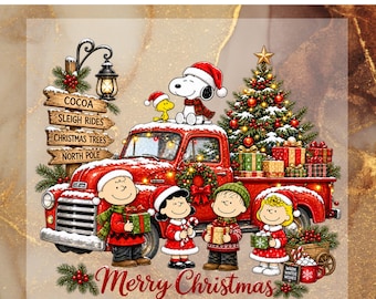 Christmas Cartoon DTF Transfer, Snowy Christmas Ready To Press, Vintage Holiday Heat Transfer
