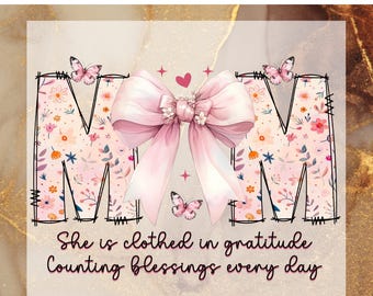 Couquette Floral Mama DTF Transfer Ready to Press, Boho Floral Mama Heat Press, Mothers Day Bow DTF Print, Trendy Mama, Gift for Mom, Mother