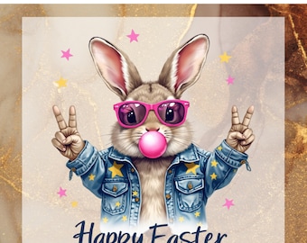 Glitter Easter Bunny Coquette DTF Transfer Ready to Press, Happy Easter Apply for Heat Press, Easter Brushstroke DTF Print, Jesus Easter