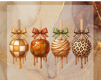 Fall Caramel Apple DTF Transfer for Ready to Press,Coquette Autumn Apples Ready to Apply for Heat Press,Pumpkin Spice DTF,Autumn Apparel Png