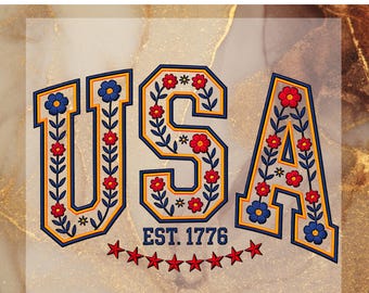 Floral USA Dtf Transfer, Retro America Ready To Press, America Coquette Heat Transfer, Dtf Gang Sheet, 4th Of July DTF, Girly