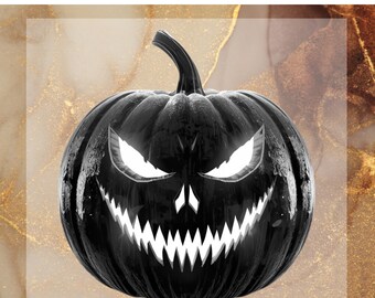 Black Pumpkin Halloween DTF Transfer for Ready to Press, Spooky Lantern Ready to Apply for Heat Press, Gothic Halloween DTF, Halloween Png