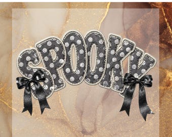 Spooky DTF Transfer for Ready to Press, Coquette Halloween Bow Ready to Apply for Heat Press, Rhinestone Spooky DTF, Cute Bow Png