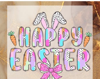 Happy Easter DTF Transfer Ready to Press, Coquette Easter Bunny Apply for Heat Press, Easter Brushstroke DTF Print,Retro Easter, Easter Girl