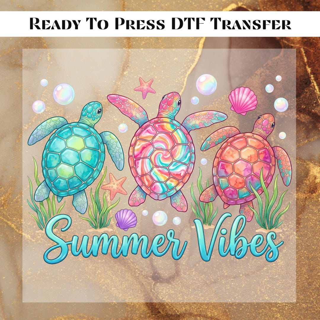 Just Go With the Flow DTF Transfer for Ready to Press, Sea Turtle ...