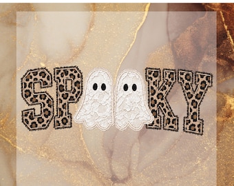 Spooky Ghost DTF Transfer, Ghost Ready To Press, Leopard Print Halloween Heat Transfer