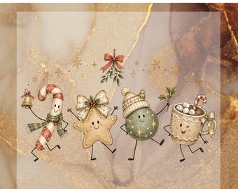 Christmas DTF Transfer, Cute Winter Ready To Press, Holiday Gingerbread Characters Heat Transfer