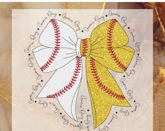 Game Day Softball Coquette DTF Transfer for Ready to Press, SoftBaseBall Bow Ready to Apply for Heat Press, Brushstroke Baseball DTF