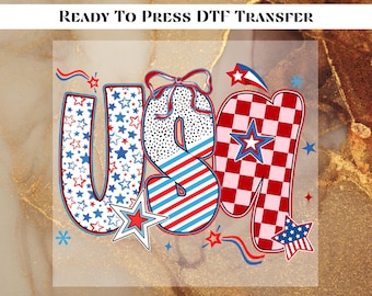Patriotic USA Dtf Transfer, Retro America Ready To Press, America Coquette Heat Transfer, Dtf Gang Sheet, 4th Of July DTF, Girly