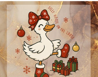 Silly Goose Christmas DTF Transfer for Ready to Press, Cute Christmas, Gingerbread GooseDtf,  Santa Goose Ready to Press