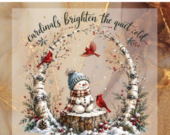 Christmas Cardinal DTF Transfer, Quiet Christmas Quote Ready To Press, Snowman Winter Heat Transfer
